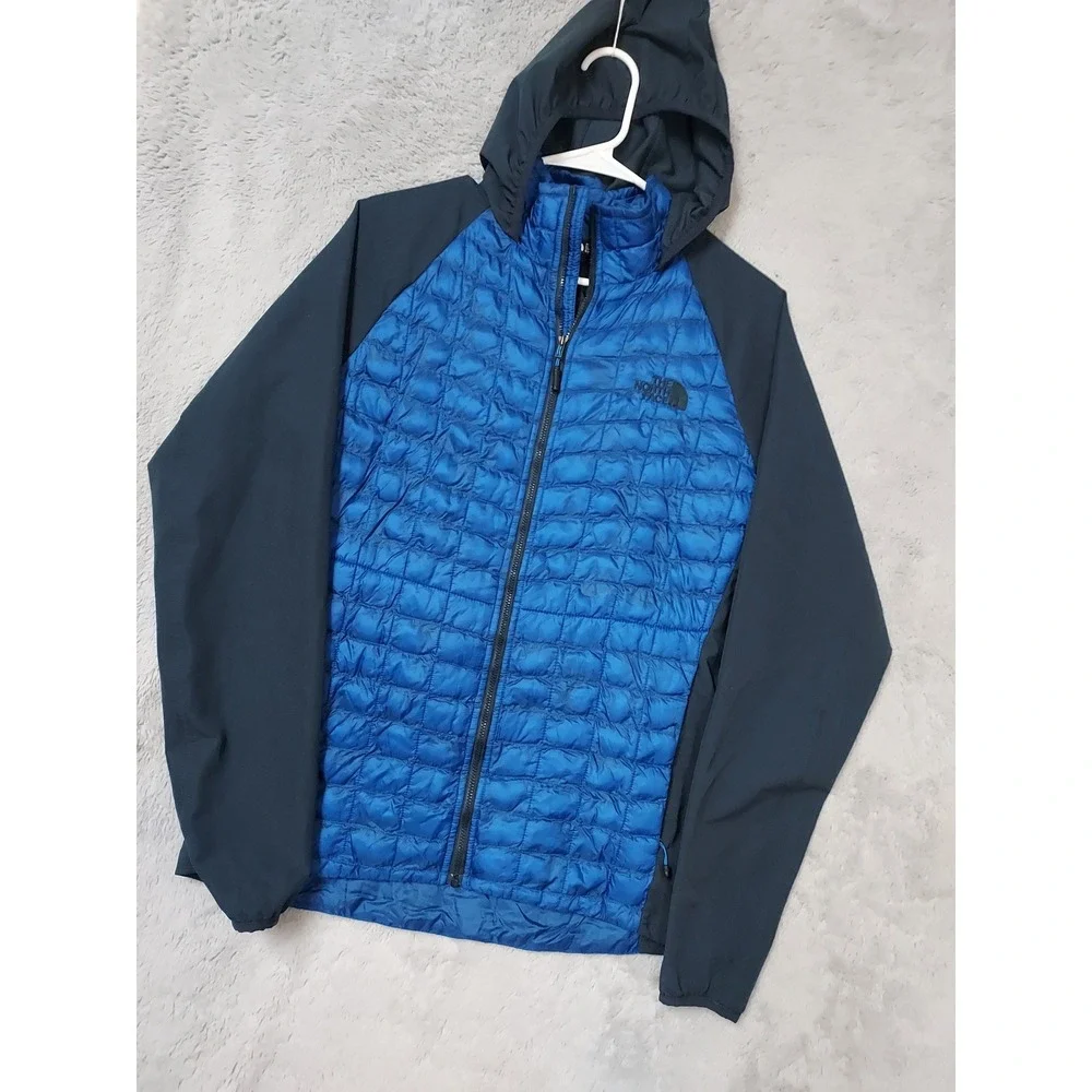 The North Face Jacket Mens Small Thermoball Hybrid Hoodie Blue Full Zip Outdoor